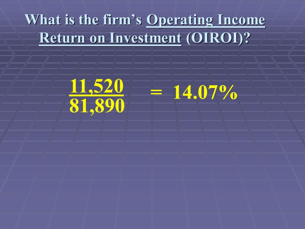 What is the firm’s Operating Income Return on Investment (OIROI)?